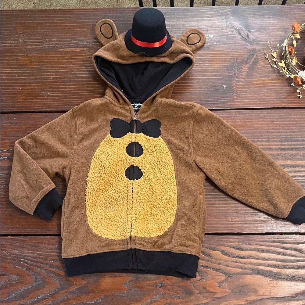 Five nights at freddy’s Bear Hoodie with hat and ears. Size XS. Gently used.